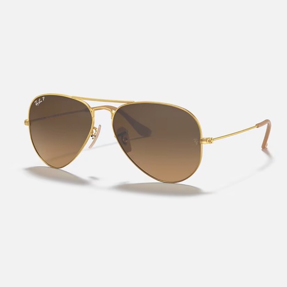 Brand New Ray Ban Aviator Gradient Matte Gold Brown Lens Sunglasses 58 mm - Picture 1 of 1
